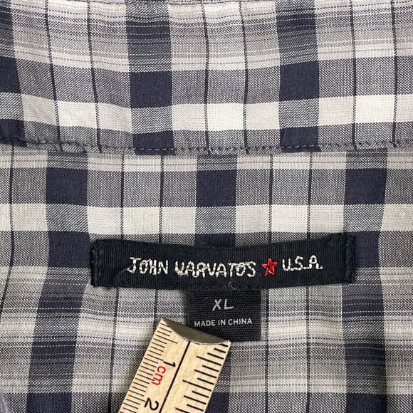 John Varvatos U.S.A. Shirt Mens XL Gray Black Plaid Button Front Long Sleeve - Picture 6 of 7